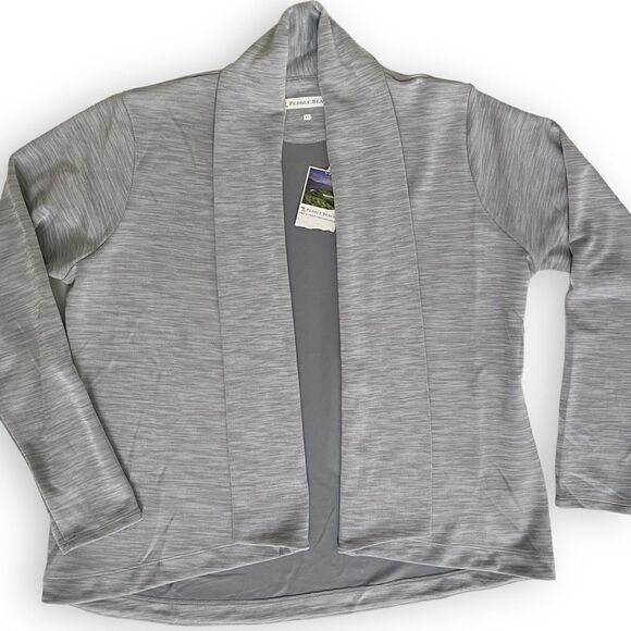 Pebble Beach Dry-Luxe Gray Space Dye Open Front Long Sleeve Golf Cardigan NWT - Picture 11 of 16